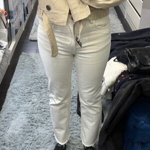 Stylish Cream Pants Jeans Zara